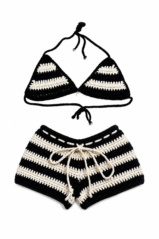 “DOWNTOWN DOLL” Crochet Short Set