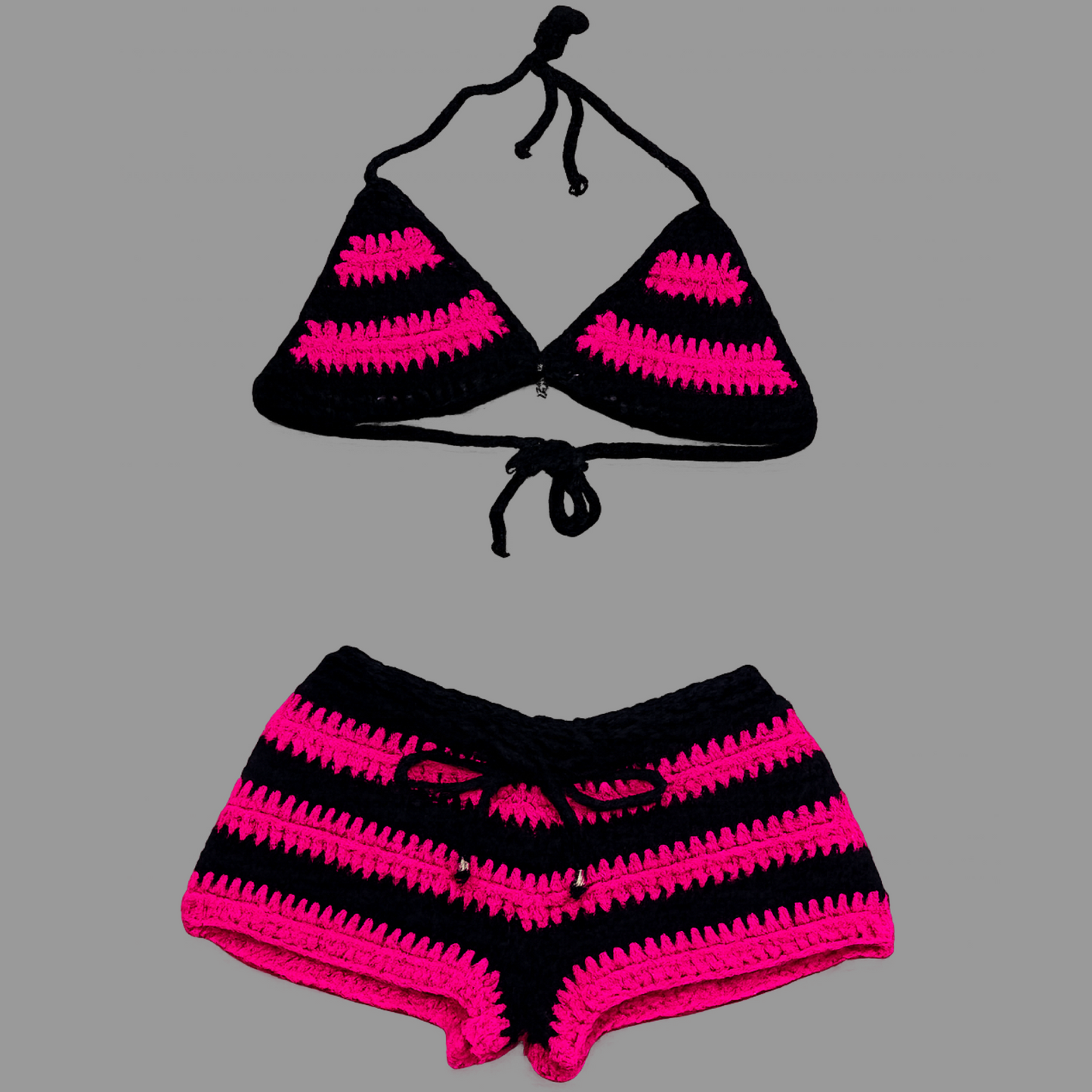 “PINK REBEL” Crochet Short Set