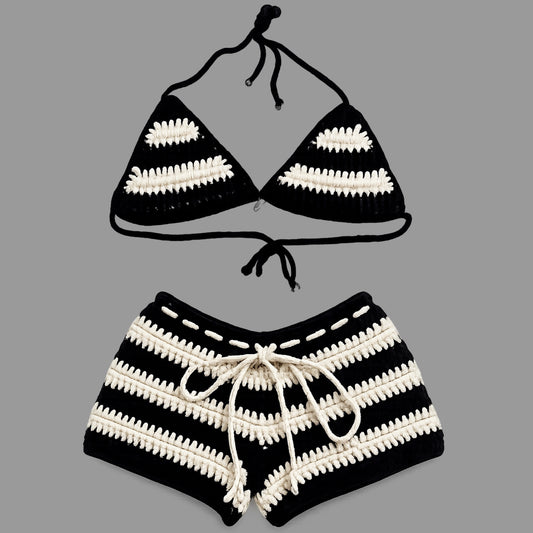 “DOWNTOWN DOLL” Crochet Short Set